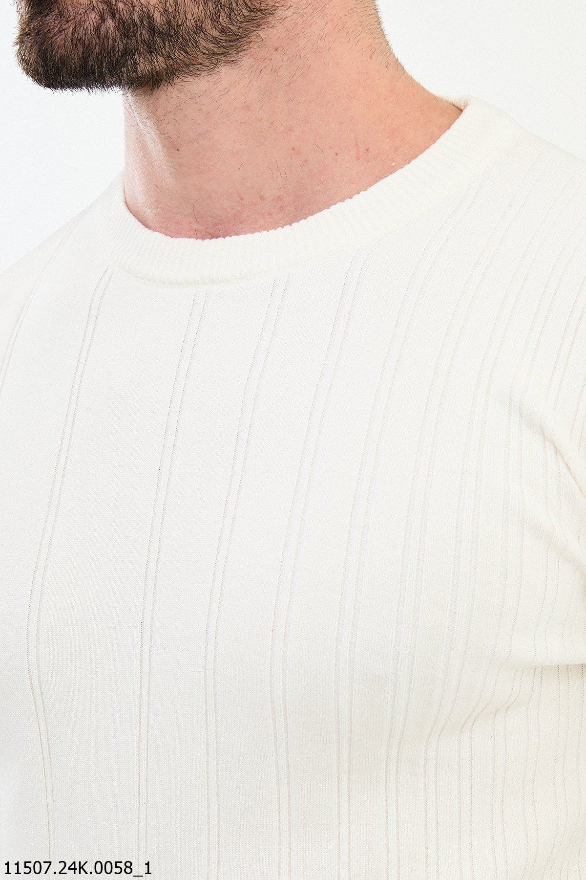 Bojoni Chicago Slim Fit White Knitted Sweater