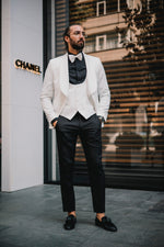 Load image into Gallery viewer, Bojoni Palermo White  Royal Slim Fit Shawl Collar Suit Tuxedo
