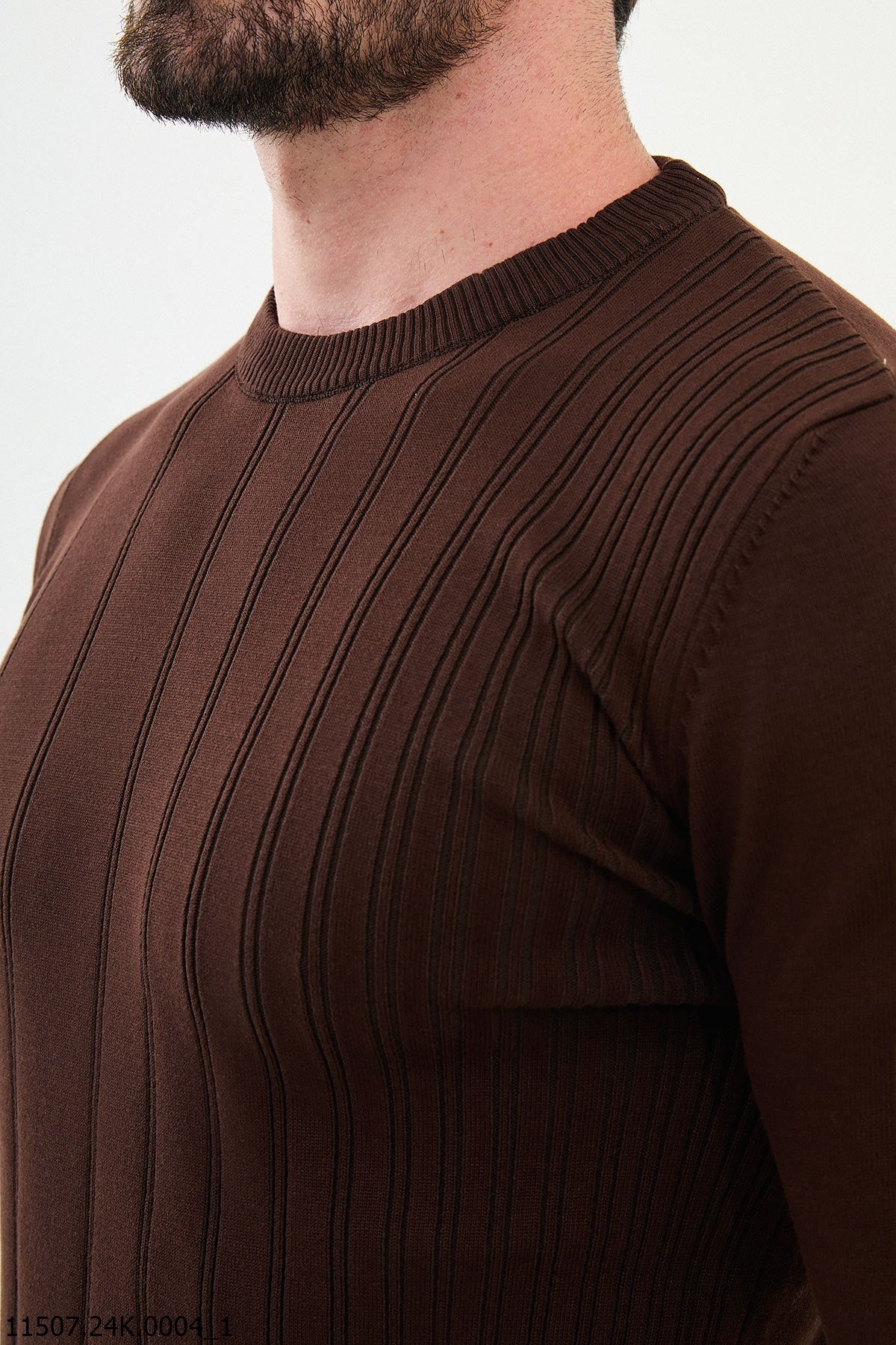 Bojoni Chicago Slim Fit Brown Knitted Sweater