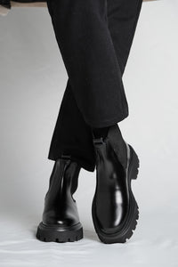 Bojoni Pineto Black  Leather Boots Shoes