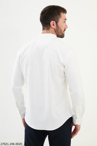 Bojoni Belmonte Slim Fit White Shawl Collar Shirt