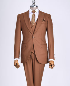 Bojoni Chicago Slim Fit Special Design Brown Suit