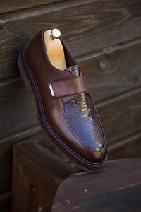 Bojoni Omaha Leather Brown Croco Pattern Shoes