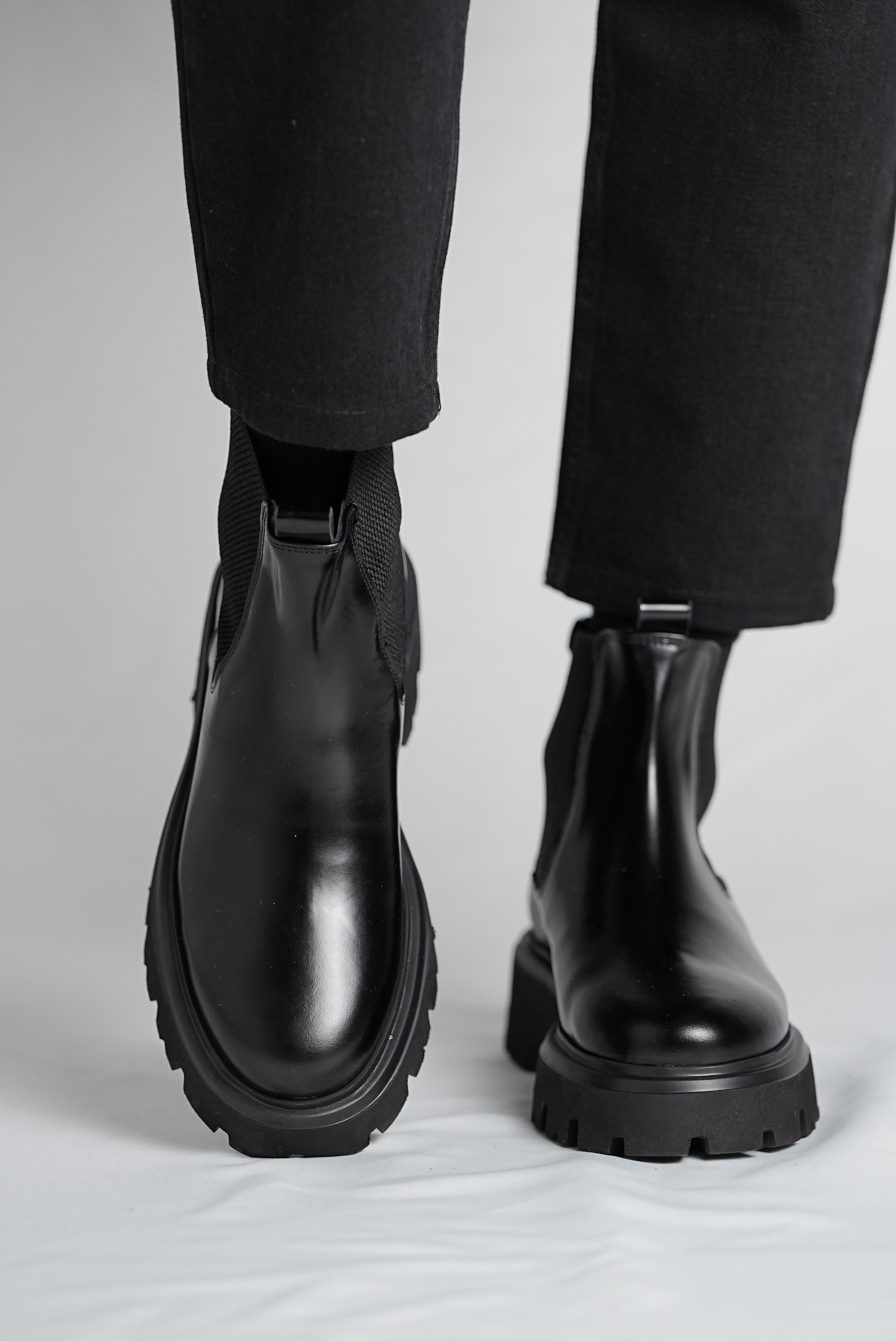 Bojoni Pineto Black  Leather Boots Shoes