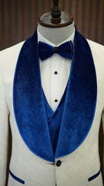 Load image into Gallery viewer, Bojoni Paruri Blue Slim Fit Velvet Shawl Lapel Wool Tuxedo
