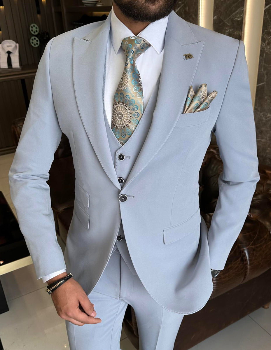 Bojoni Valencia Sky Blue Slim Fit Suit | BOJONI