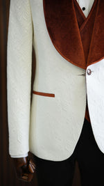 Load image into Gallery viewer, Bojoni Paruri Orange Slim Fit Velvet Shawl Lapel Wool Tuxedo
