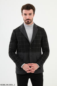 Bojoni Belmonte Slim Fit Black Plaid Blazer