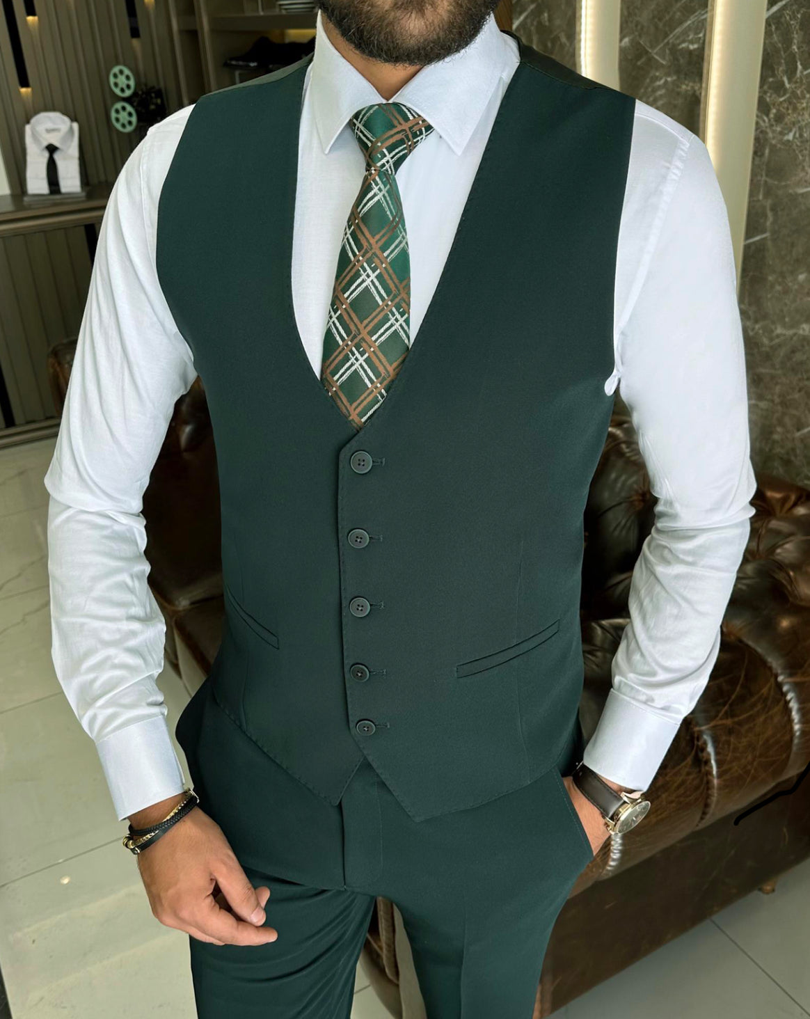 Bojoni Valencia Green Slim Fit  Suit