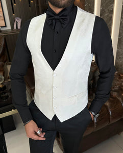 Bojoni Richbaum Royal White   Slim Fit Tuxedo Suit