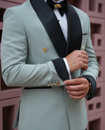 Load image into Gallery viewer, Bojoni Gatsby Double Breasted Shawl Collar Mint Tuxedo
