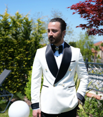 Load image into Gallery viewer, Bojoni Gatsby Double Breasted Shawl Collar White Tuxedo
