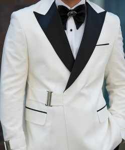 Bojoni Gatsby Double Breasted Slim Fit Italian White Tuxedo