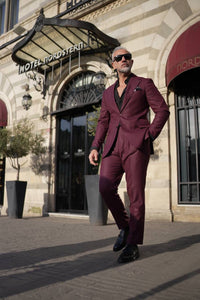 Bojoni Palermo Burgundy Slim Fit 2 Piece  Suit