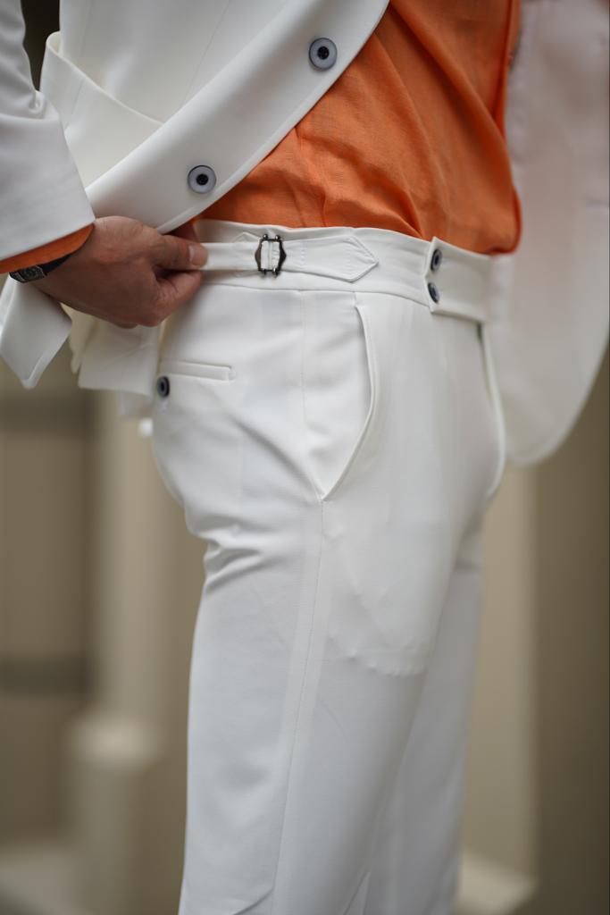 Bojoni Serra White Slim Fit Combination Suit