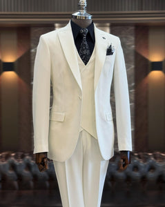 Bojoni Oxford White Slim Fit Suit