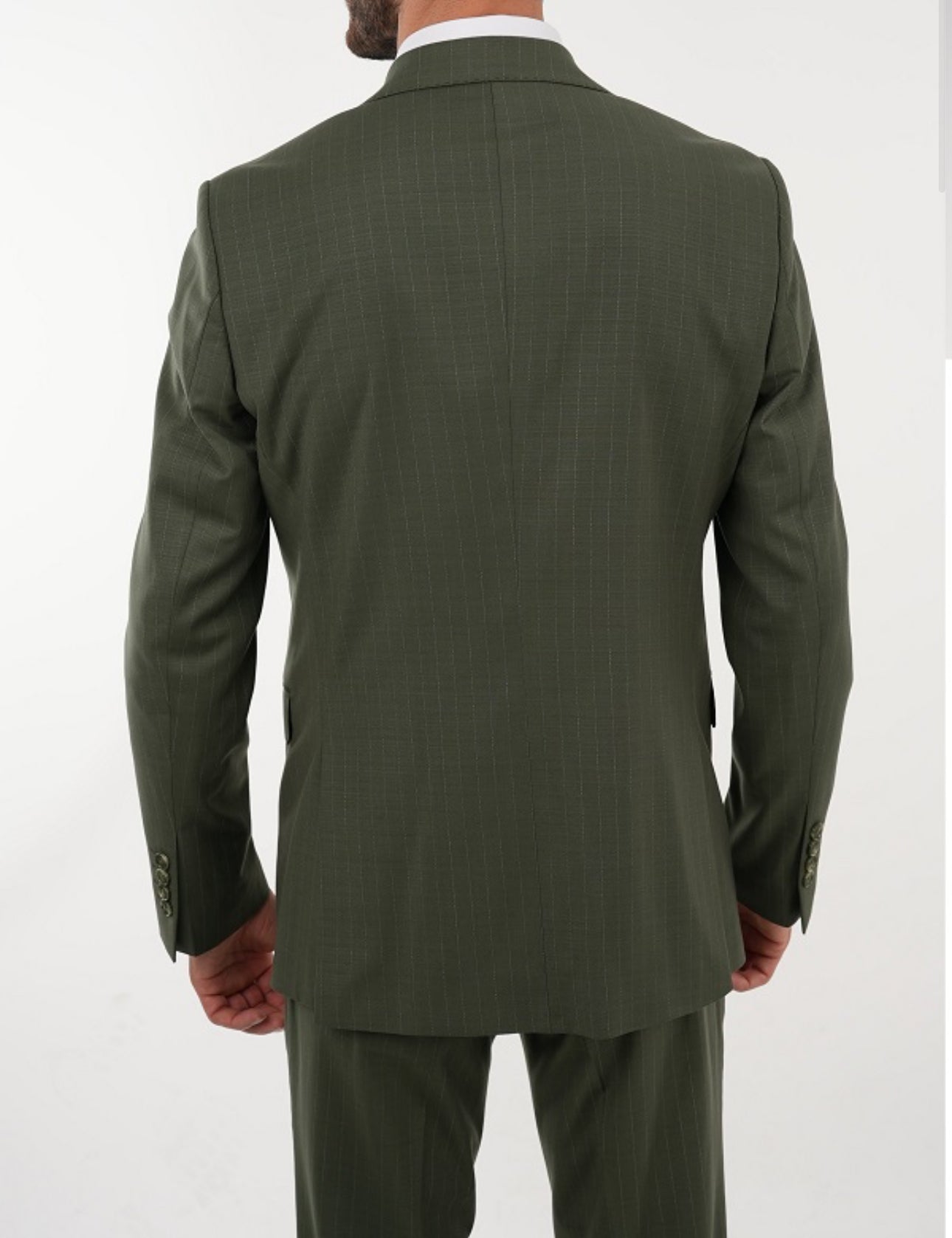 Bojoni Manly Khaki Slim Fit Pinstripe Suit