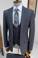 Load image into Gallery viewer, Bojoni Ravenna Slim Fit High Quality Navy Woolen Suit

