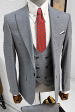 Load image into Gallery viewer, Bojoni Ravenna Slim Fit High Quality Grey &amp; Navy Woolen Suit
