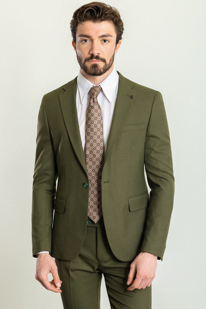 Bojoni Trivento Khaki 2 Pieces  Slim Fit Suit