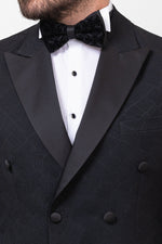 Load image into Gallery viewer, Bojoni Trivento Black Slim Fit Double Breasted Suit Tuxedo
