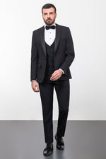 Load image into Gallery viewer, Bojoni Trivento Black Slim Fit Shawl Collar Suit Tuxedo
