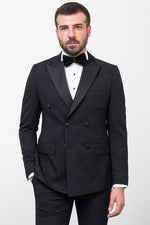 Load image into Gallery viewer, Bojoni Trivento Black Slim Fit Double Breasted Suit Tuxedo
