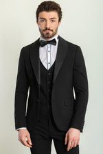 Load image into Gallery viewer, Bojoni Trivento Black Royal Classic Slim Fit Shawl Collar Suit Tuxedo
