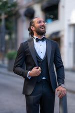 Load image into Gallery viewer, Bojoni Marelli Slim Fit Black Collar Detailed Tuxedo  Suit
