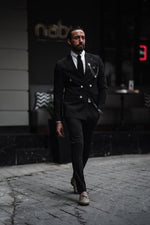 Load image into Gallery viewer, Bojoni Serra Black Slim Fit Double Breasted Suit
