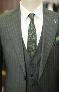 Bojoni Manly Gray Slim Fit Pinstripe Suit