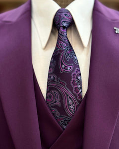 Bojoni Oxford Purple Slim Fit Suit