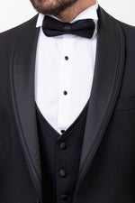 Load image into Gallery viewer, Bojoni Trivento Black Slim Fit Shawl Collar Suit Tuxedo
