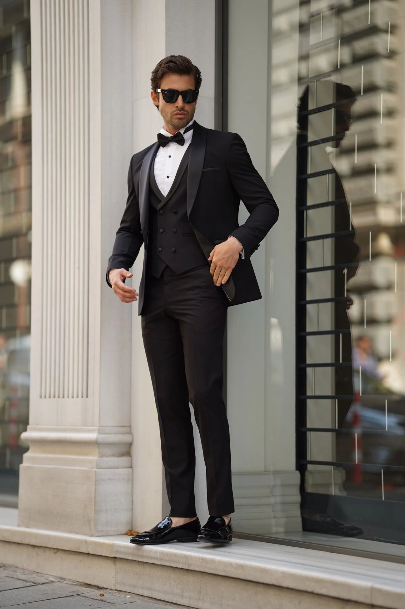 Bojoni Ravenna Slim Fit High Quality Shawl Collar Black Tuxedo Suit ...