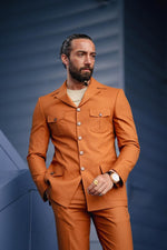 Load image into Gallery viewer, Bojoni Serra Brown Slim Fit Single Breasted Five Button Suit
