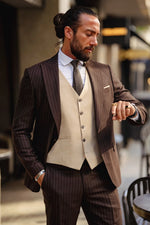 Load image into Gallery viewer, Bojoni Benevento Brown Slim Fit   Suit
