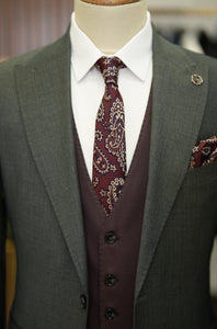 Bojoni Manly Gray Slim Fit Pinstripe Combination Suit