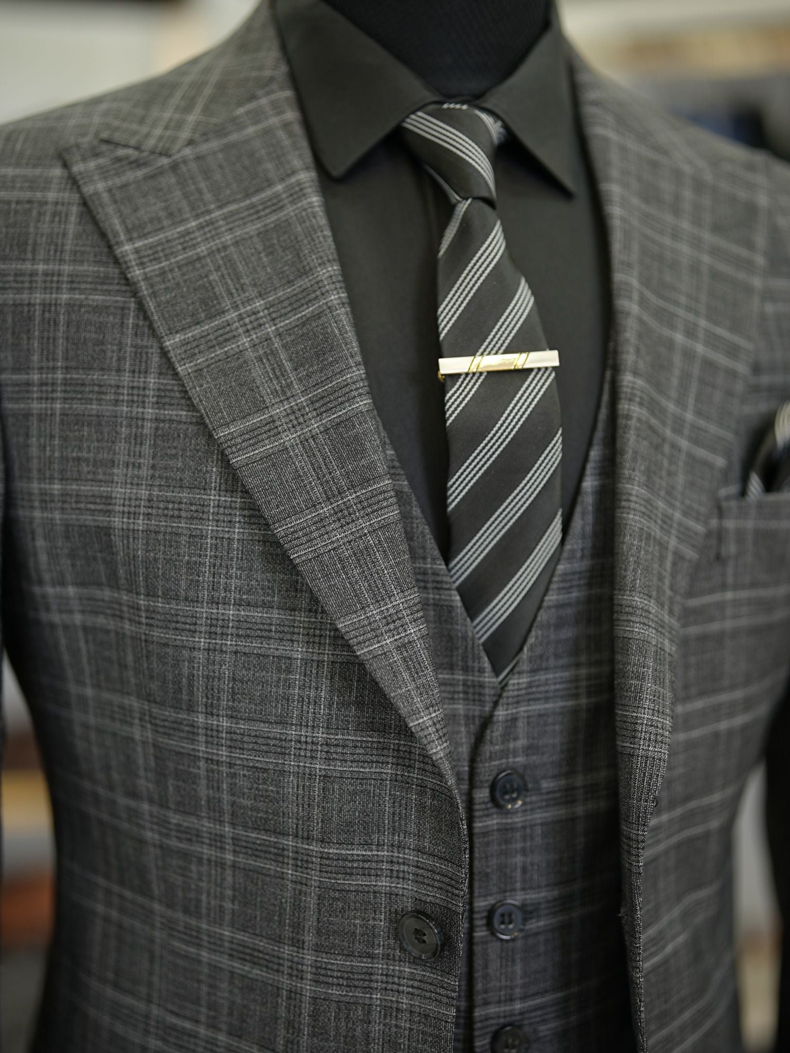 Bojoni Maison Gray Slim Fit Plaid Suit