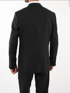 Bojoni Manly Black Slim Fit Pinstripe Suit