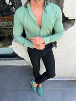 Load image into Gallery viewer, Margi Slim Fit Botton Collared Green Shirt
