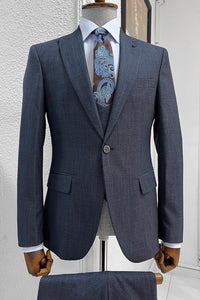 Bojoni Ravenna Slim Fit High Quality Navy Woolen Suit