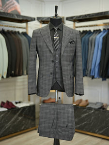 Bojoni Maison Gray Slim Fit Plaid Suit