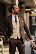 Load image into Gallery viewer, Bojoni Benevento Brown Slim Fit   Suit
