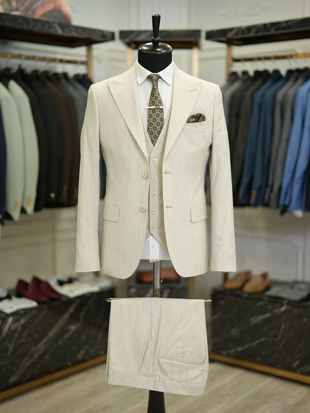 Bojoni Maison Cream Slim Fit Suit Bojoni