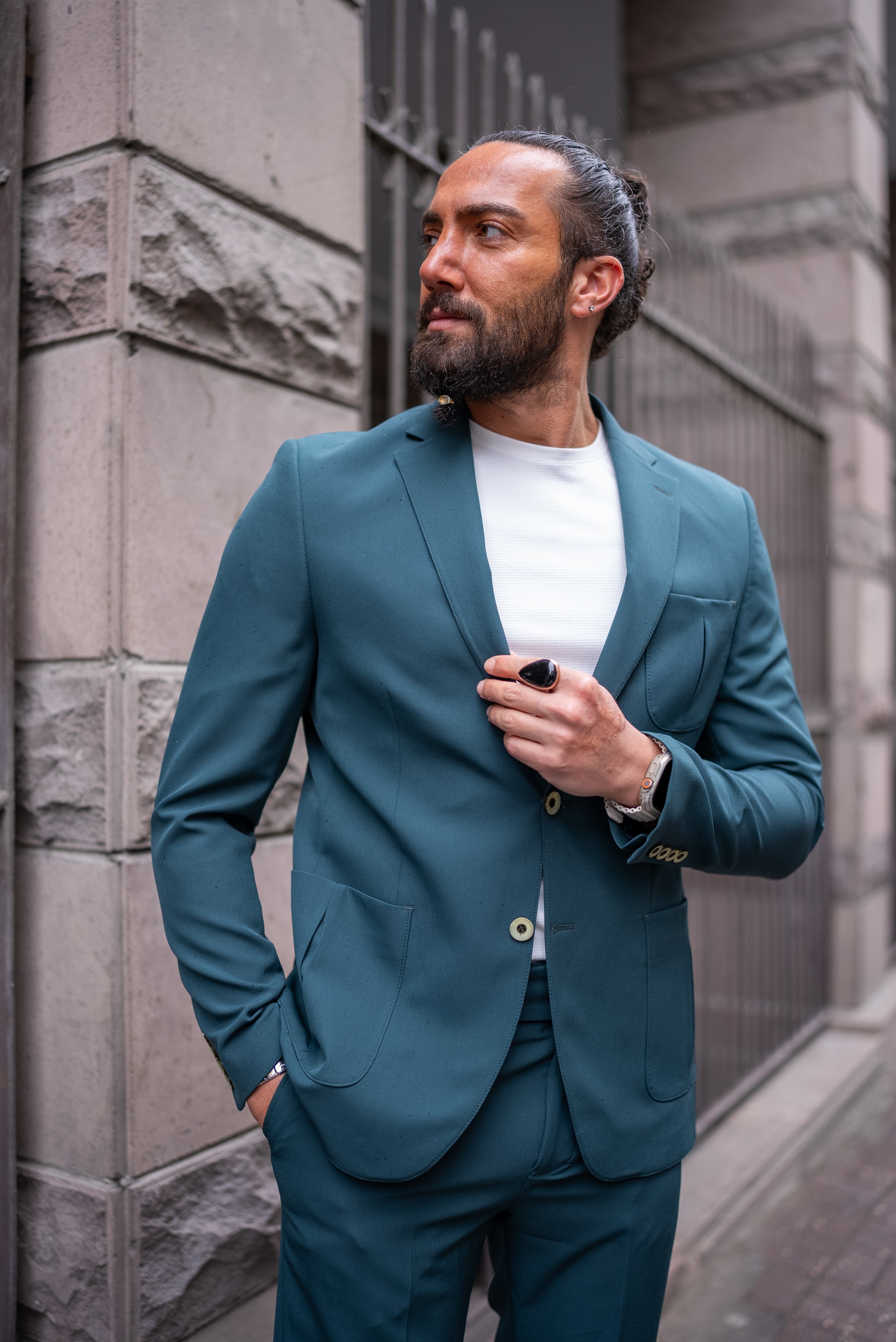 Bojoni Austin  Emerald Slim Fit 2 Piece Notch Lapel Suit