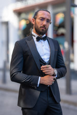 Load image into Gallery viewer, Bojoni Marelli Slim Fit Black Collar Detailed Tuxedo  Suit
