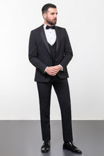 Load image into Gallery viewer, Bojoni Trivento Black Slim Fit Shawl Collar Suit Tuxedo
