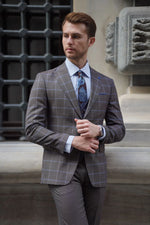 Load image into Gallery viewer, Bojoni Ravenna Slim Fit Plaid Brown Wool Combination Suit
