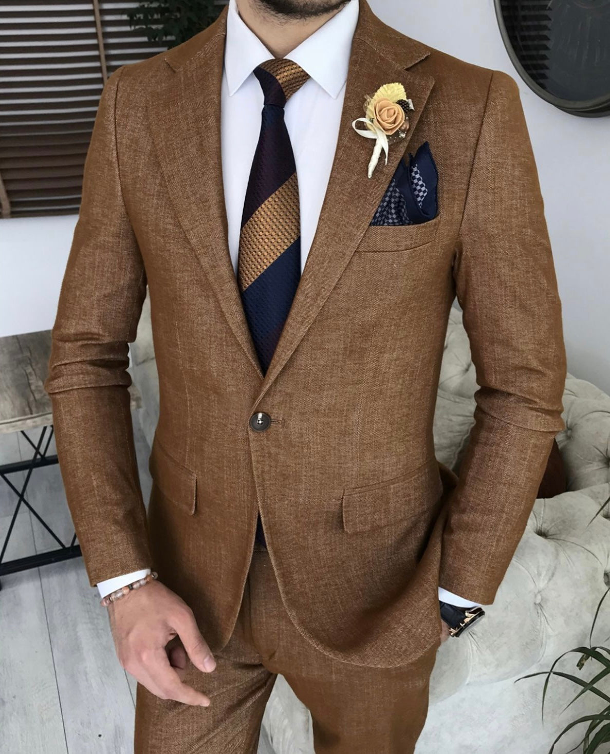 Bojoni Montreal Camel Slim-Fit Suit