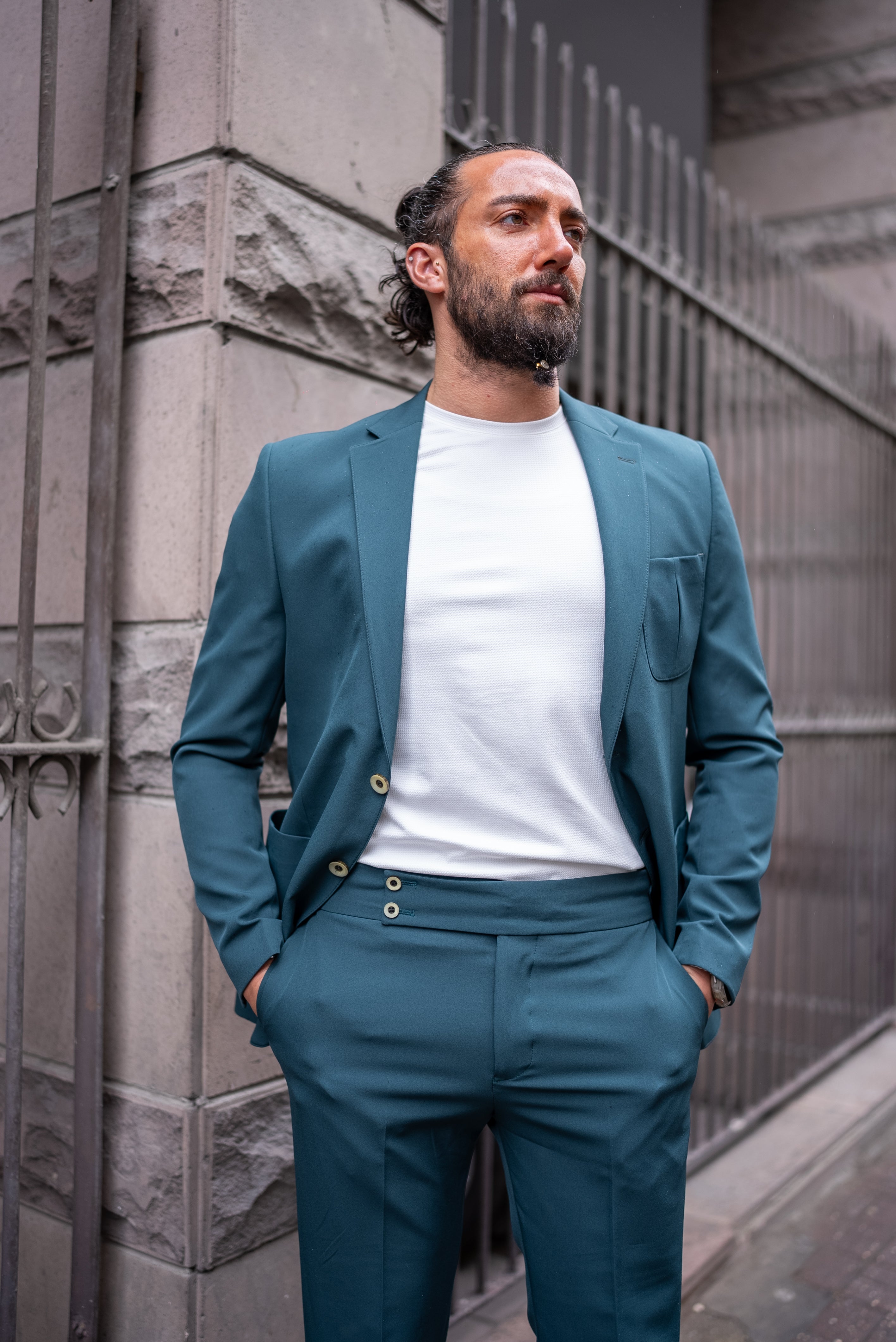 Bojoni Austin  Emerald Slim Fit 2 Piece Notch Lapel Suit